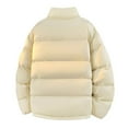 thumbnail image 5 of Mrmaere Men's Stand Collar Shiny Puffer Jacket Multi-Zipper Pocket Warm Insulated Coat for Winter Casual & Outdoor Wear Khaki S, 5 of 6