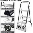 thumbnail image 3 of 2-in-1 Folding Step Ladder & Hand Truck Dolly, 3-Step Ladder 500LBS & 220LBS Capacity, 1-Second Quick Fold Portable Cart for Home, Kitchen, Garage, Moving & Office, Heavy Duty Space-Saving, Black, 3 of 8