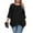 01 Black, variant on Plus Size Tops For Womens Ruffled Hem Crew Neck T-Shirts Casual Flowy Blouses 3/4 Ruffle Sleeve XL-5XL