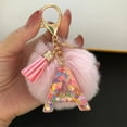 thumbnail image 4 of Honeeladyy Resin Alphabet Initial Letter Keychain Keyring for Women Purse Handbags with Faux Fur Ball Pom and Tassel, Christmas Birthday Holiday New Year Party Gifts（A）, 4 of 5