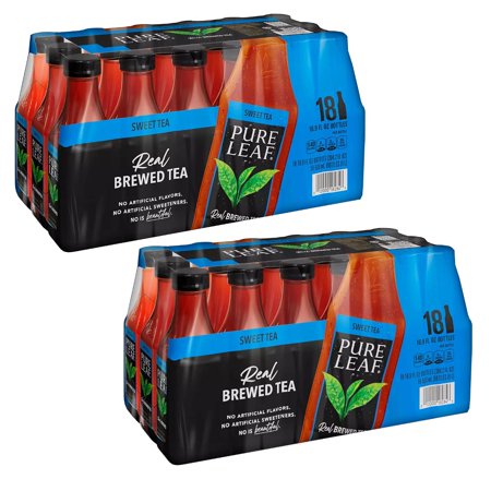 Pure Leaf Sweet Iced Brewed Tea - No Artificial Flavors or Sweeteners - 140 Calories Per Bottle - Hand Selected Black Tea Leaves - By Gourmet Kitchn - 2 Pack (16.9oz / 18ct Each)