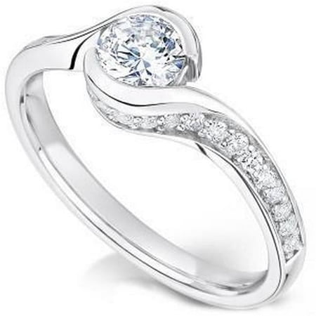 Harry Chad Enterprises 58445 2.75 CT Solitaire with Accent Diamonds Anniversary Ring, 14K White Gold - Size 6.5
