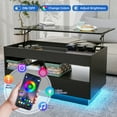 Hommpa Lift Top Coffee Table Rectangle LED Tea Table High Gloss with