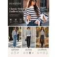 thumbnail image 3 of DOKOTOO Pullover Sweaters Women Long Wide Sleeve with Split Cuffs Jumper Tops Fashion Oversized Colorblock Striped Ribbed Hem Pullover Top Size Small US4-6, 3 of 9
