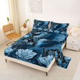 thumbnail image 2 of Erosebridal Animal Blue Dragon Full Size Sheets 4-Piece For Boys Girls,Vintage Flowers Bed Sheets For Kids Teens, 2 of 5