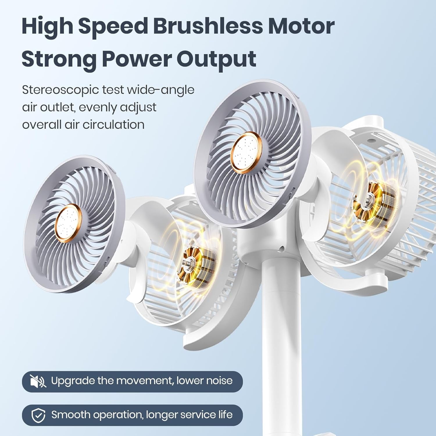 Clip Car Fan, Adjustable Dual Head 4 Inches 12V Fan for Front/Rear Seat Passenger, 360° Rotatable Car Essentials Cooler with Stepless Speed Regulation for Vehicle SUV, RV