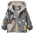 thumbnail image 5 of HAOTAGS Boys Lightweight Jacket (1-9) Full Zip Windproof Graphic Printed Windbreaker Gray Size 8, 5 of 9