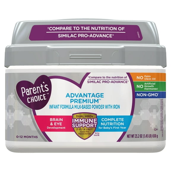 Parent's Choice Advantage Premium Powder Baby Formula with Iron, 23.2 oz Tub
