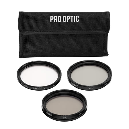 ProOptic 49mm Digital Essentials Filter Kit with Ultra Violet (UV) Circular Polarizer and Neutral Density 2 (ND2) Filters with Case
