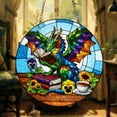thumbnail image 2 of Colorful Dragon Reading Book STAINED GLASS Suncatcher Fantasy Window Art with Books Tea Flowers Gift for Book Lovers Dragon Fans Bookish, 2 of 8