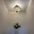 thumbnail image 2 of Tiffany Ceiling Lights Fixture Beige Stained Glass Crystal Beans LED Bulbs Included for Living Room Bedroom Kitchen 12"W*12"D*12"H, 2 of 5