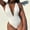 White, variant on successthop Swimming Suits for Women One Piece Strap V Neck Bikinis Backless Monokinis Solid Ruched Pleated Swimming Suits Modest High Cut Tankinis for Holiday, Travel and Seaside