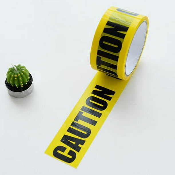 Cinta de advertencia, cinta de advertencia para marcar el suelo, cinta de advertencia amarilla y negra, cinta de seguridad de PRECAUCIÓN para decoración de Halloween/área peligrosa (4,8 cm x 25 m)