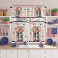 thumbnail image 2 of Independence Day Kitchen Curtains Valances 3 Piece Set, Flowers Butterfly Red Blue Rod Pocket Tier Curtain and Valance Drapes for Small Window 36 Inch Length for Bedroom Cafe, 2 of 9