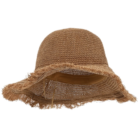 FRCOLOR Home Caliper Big Brim Straw Hat Sun Hat for Women Travel Miss 33X33CM Khaki