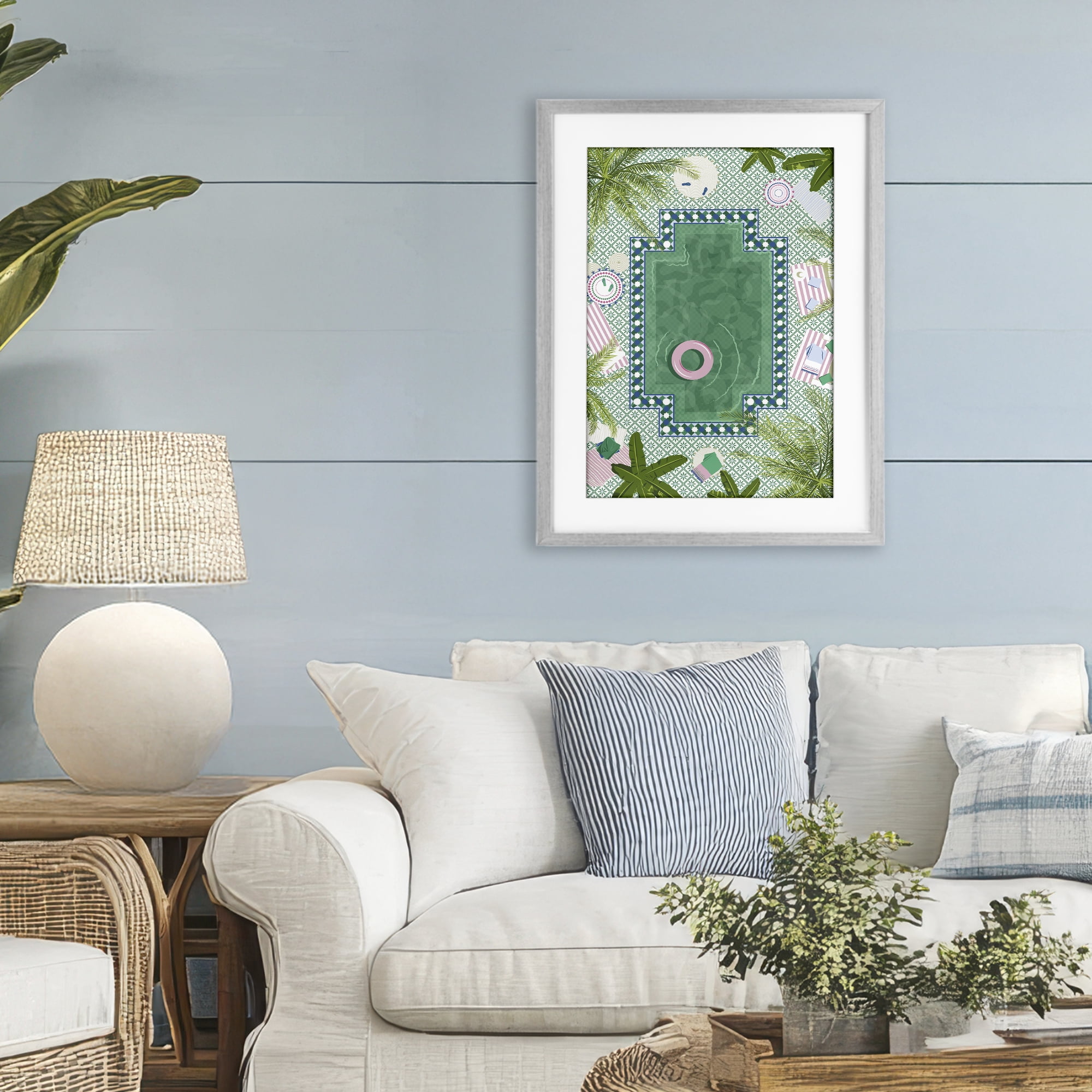 Stupell Industries Morocco Riad Pool Gray Framed Print Under Glass, design by Vero Illustrates