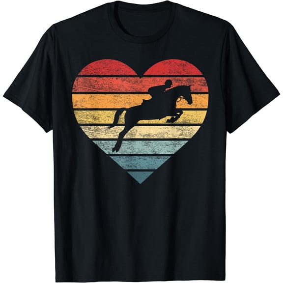 Retro Sunset Horse Lover Rider Equestrian Horseman Gifts T-Shirt Black Small