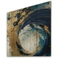 thumbnail image 2 of Designart "Strokes in Dark Blue and Gold VI" Abstract Print on Natural Pine Wood, 2 of 5