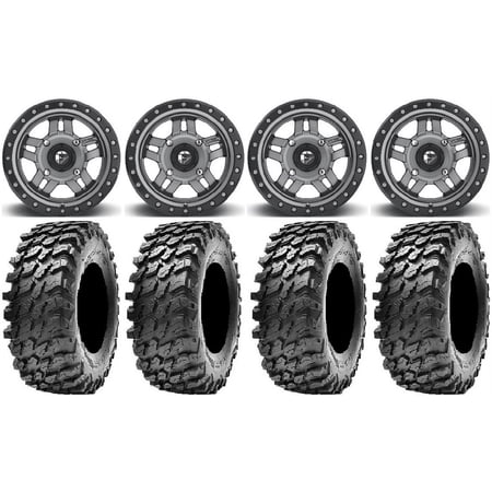 Fuel Anza Gunmetal 14 Wheels 32 Apache Tires Kawasaki Mule Pro FXT