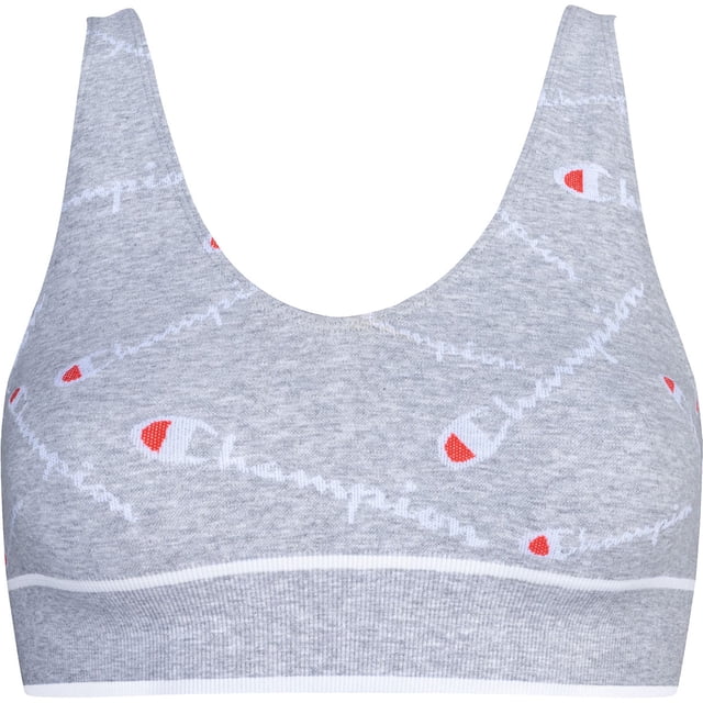 Champion Mujer Bustier - Bralette sin Costura, Logotipo de Amante Gris XL (X-Large)
