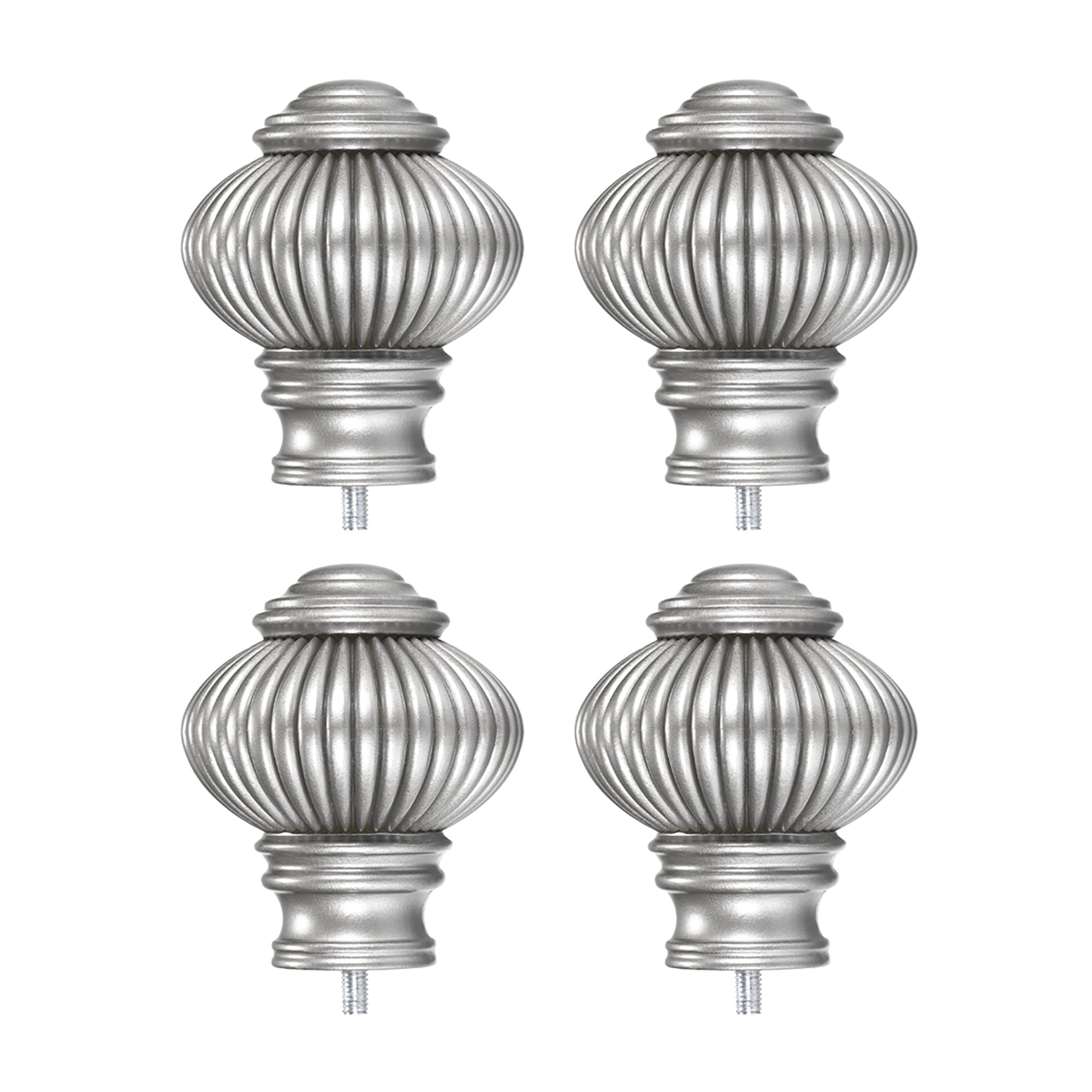 Unique Bargains Curtain Rod Finials,Plastic End for 19mm Dia(Max.) Rod,Small Type Design Gray Tone 4pcs