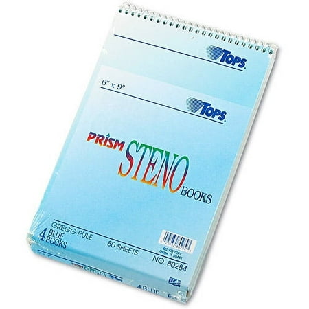 UPC: 0025932802843 | TOPS Prism Steno Books  Gregg  6 x 9  Blue  80 Sheets  4 Pads/Pack