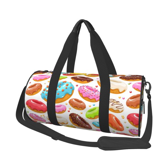 Fotbe Color Donut Pattern Foldable Sports Gym Bag with Wet Dry Pocket, Travel Bag, Large Capacity Duffel Bag, Splash Proof Carry on Bag, Overnight Bag, Weekender Bag