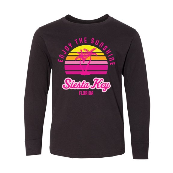 Inktastic Summer Enjoy the Sunshine Siesta Key Florida in Pink Long Sleeve Youth T-Shirt