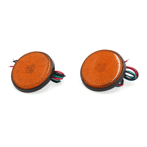 2Pcs Orange  Round Motorcycle Scooter Reflector Tail Brake Turn Signal Light