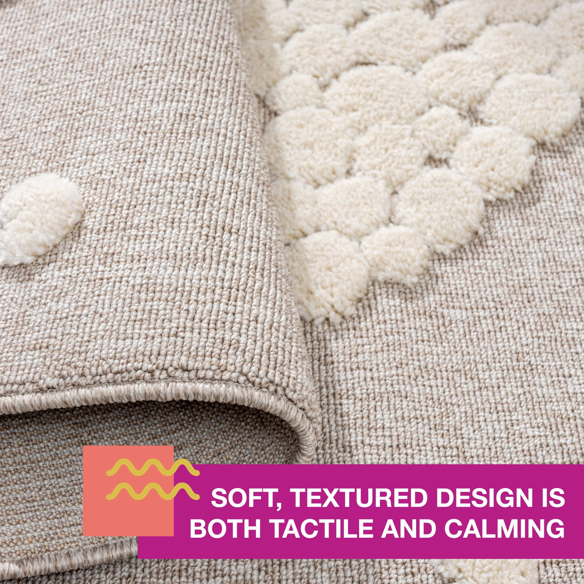 TOWN & COUNTRY PLAY Fluffy Loving Sheep Kids Area Rug, Soft & Plush, Calming, Bedroom Rug, Nursery Decor, Playroom & Classroom Rugs, Beige, 5'2"x7’2”