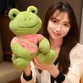 thumbnail image 3 of BESTSKY Kawaii Dressing Frog Plush Toy Stuffed Animal Fluffy Frog Figure Doll Soft Pillow Crossbody Bag Sweater Frog For Children Boys Girls Birthday Gifts, 3 of 6