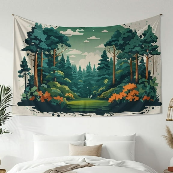 Modern Minimalist Style Tapestry, Forest Wall Hanging Tapestry, Bedroom Living Room Dormitory Decoration, Home Decoration