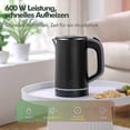 thumbnail image 3 of Kettle Stainless Steel, Mini Travel Kettle for 0.8 Liter, 600 Watt Electric Kettle, Double Wall Design, Overheat Protection, Quick Boil Function, Quie, 3 of 5