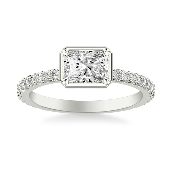 Oryn Jewel 14K White Gold Over Ring - 2.1 Ct Lab Created Diamond Solitaire with Accents Bezel Set Ring - Radiant Cut Engagement Ring - Stylish Jewelry Gift for Her - Daily Wear Diamond Ring