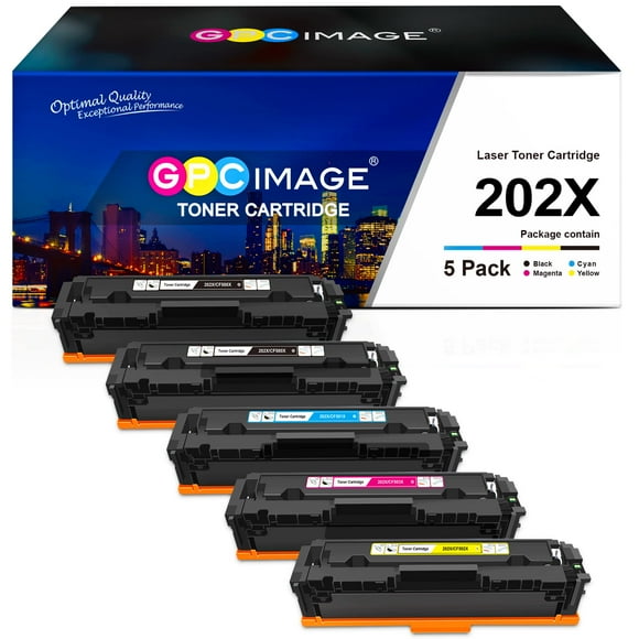 gPc Image compatible Toner cartridge Replacement for HP 202X 202A cF500X cF500A compatible with Laserjet Pro MFP M281fdw M254dw M281cdw M281 M281dw M280nw Toner Printer Tray (5 Pack)
