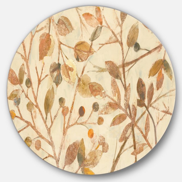 Designart 'composition Branches de Cuivre' Art Mural Rond en Métal Style Ferme - Disque de 36