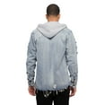 thumbnail image 5 of Victorious Men's Hooded Long Sleeve Button Up Denim Shirt DK162 - Indigo - Medium, 5 of 6