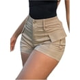 thumbnail image 2 of Wrongduck Women's High Waist Cargo Shorts with Button Closure and Side Pockets Y2K Streetwear Casual Stretch Summer Shorts, 2 of 7