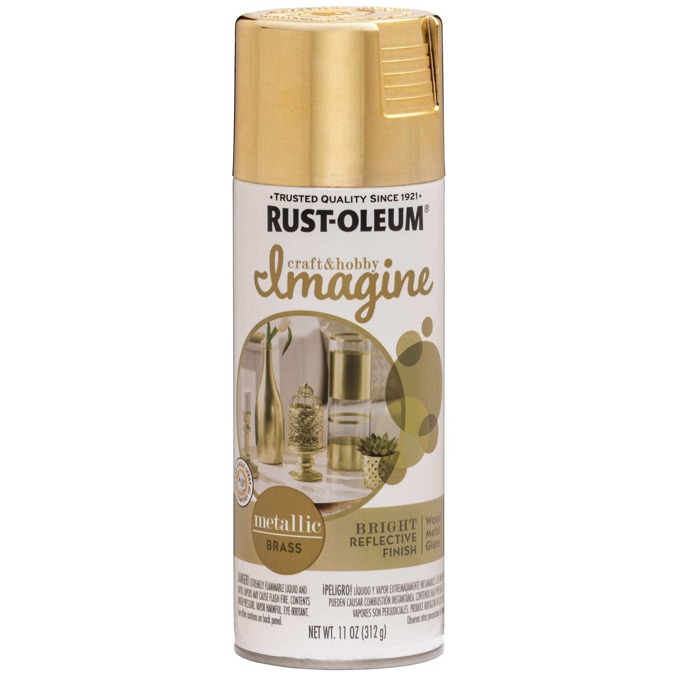 4 Pack, Brass, Rust-Oleum Craft & Hobby Metallic Imagine Metallic Spray Paint- 353723, 11 oz.
