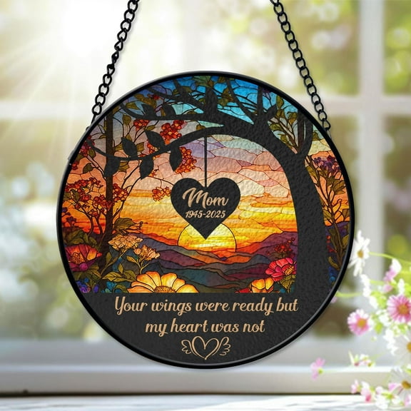 Personalized Memorial Suncatcher Faux Stained Glass, In Memory of Mom Dad Window Hanging, Loss of Loved One, Sympathy Gifts for Family