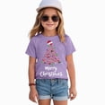 thumbnail image 2 of sdbrld Girls Christmas Shirts for Kids Cute Graphic Short Sleeve Holiday Tee Tops Purple Sizes 7-8 Years, 2 of 6