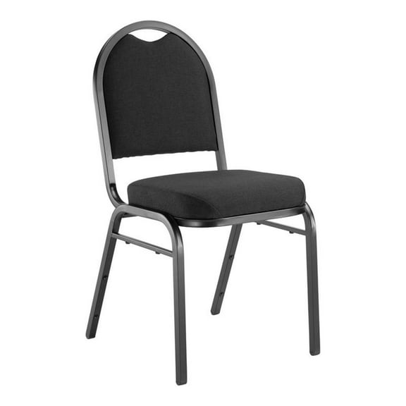 Pemberly Row 35" Modern Metal and Fabric Stack Chair in Ebony Black