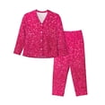 thumbnail image 1 of Fotbe Rose Red Glitter Conjunto de Pijama de Manga Larga para Mujer con Estampado, Ropa de Dormir de 2 Piezas, Conjunto de Casa Suave y Cómodo con Bolsillos-X-Large, 1 of 7