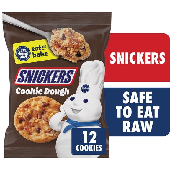 Pillsbury Ready to Bake! Cookie Dough, Made with SNICKERS Bars, 12 Big Cookies, 14 oz