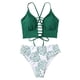 thumbnail image 1 of Gibobby Trajes de Baño para Mujer Traje de baño Bikini de triángulo dividido para mujer Conjunto de traje de baño de color sólido estampado(Verde,G), 1 of 4
