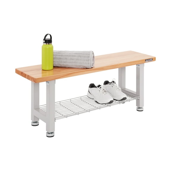 Seville Classics UltraHD® 48" Wood Seating Bench with Storage Shelf, Granite