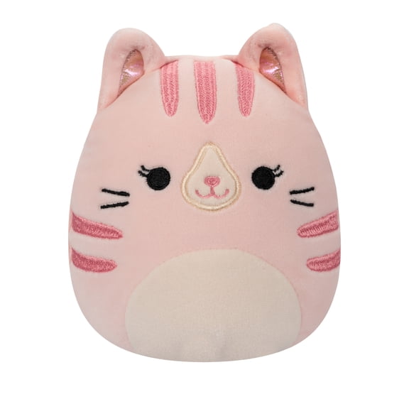 Squishmallows Official Plush 10 inch Laura the Pink Tabby Cat -Childs Ultra Soft Stuffed Plush Toy