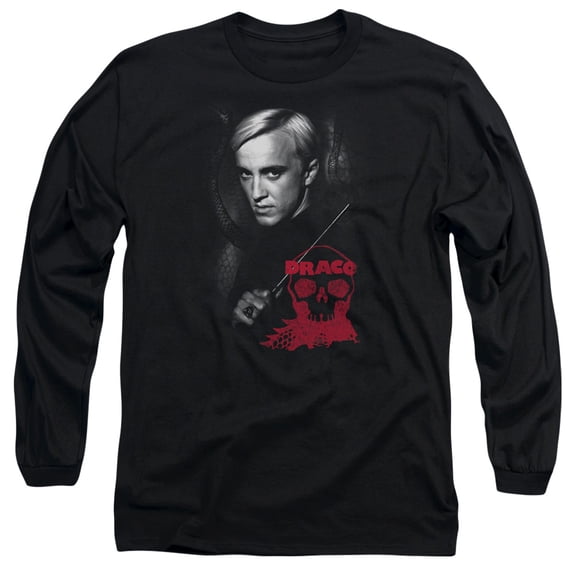 Harry Potter Draco Portrait Long Sleeve Adult 18/1 T-Shirt Black