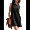 thumbnail image 1 of Vestido Corto Informal de Verano para Mujer, de Algodón y , con Cuello Redondo, Sin Mangas y Espalda Abierta, Ideal para Playa y Sol. Negro XL, 1 of 9