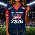thumbnail image 2 of 2026 Soccer Jerseys Shirts for Women Country Team Short Sleeve V Neck Fan International Football Shirt Retro Streetwear Top, Navy S, 2 of 4